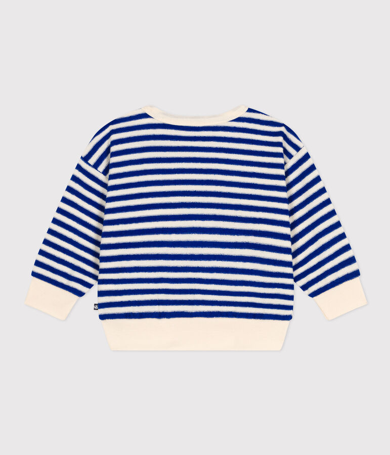 Baby-Sweatshirt aus Frottee blau/naturfarben