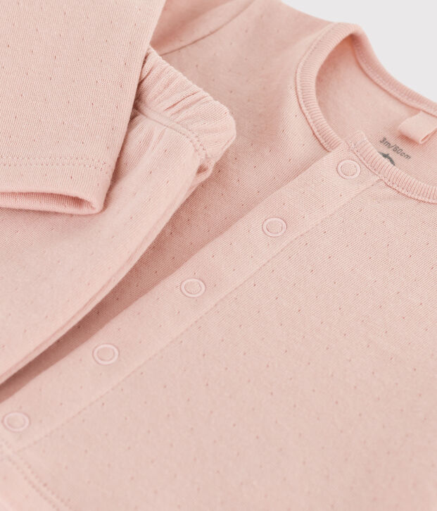 Zweiteiliges Baby-Set aus unifarbenem Bio-Doppeljersey rosa