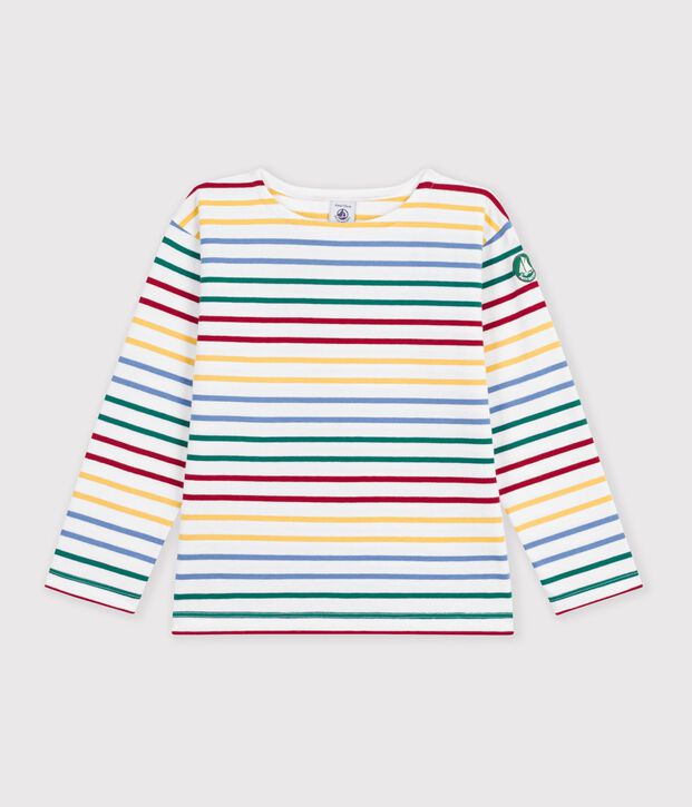 Kinder-Streifenshirt Marini&egrave;re aus Baumwolle weiss/vielfarbig