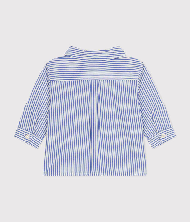 Gestreiftes Baby-Hemd aus Popeline blau/weiss