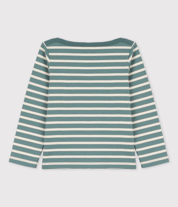 Streifenshirt aus Baumwolle f&uuml;r M&auml;dchen und Jungen gr&uuml;n/naturfarben