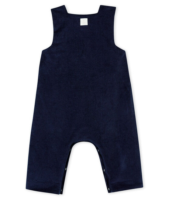 Baby Jungen Latzhose aus feinem Nicki blau SMOKING