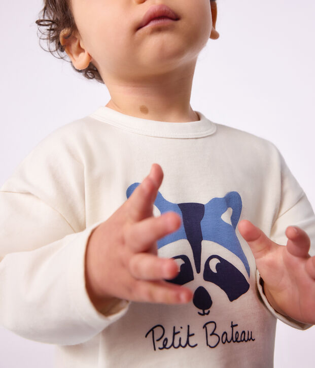 Lang&auml;rmeliges Baby T-Shirt aus einfarbiger Baumwolle mit Motiv MILK