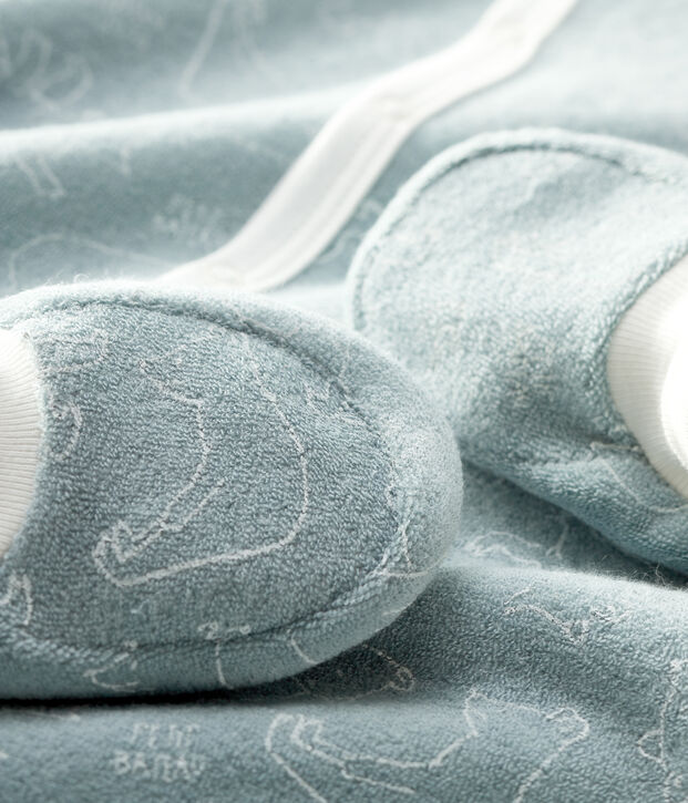Baby-Schlaf-Set aus kuschelig weichem Boucl&eacute;-Frottee mit B&auml;ren-Muster grau/weiss