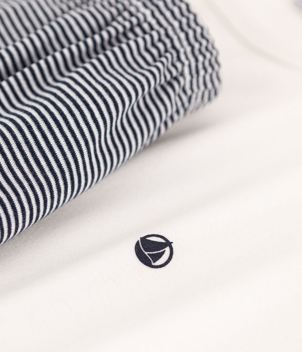 Kinder-Kurzpyjama aus Baumwolle mit Ringelstreifen f&uuml;r Jungen blau/weiss