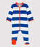 Baby-Strampler aus Velours mit blauen Streifen MAJOR/ MONTELIMAR