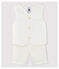 Zweiteiliges Baby-Set aus gestreifter Popeline für Jungen weiss MARSHMALLOW/weiss MULTICO