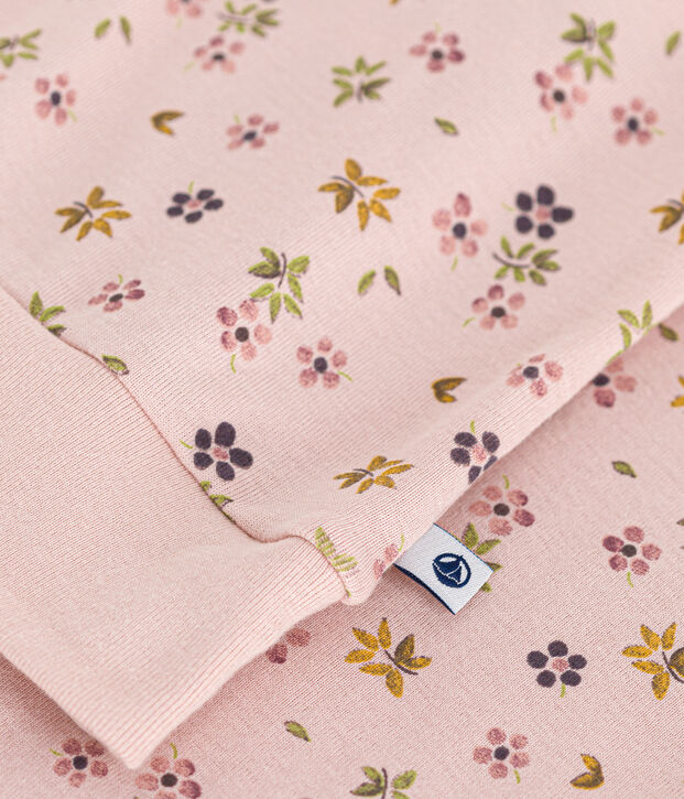 Damen-Pyjama aus Baumwolle mit Blumenmuster rosa/vielfarbig
