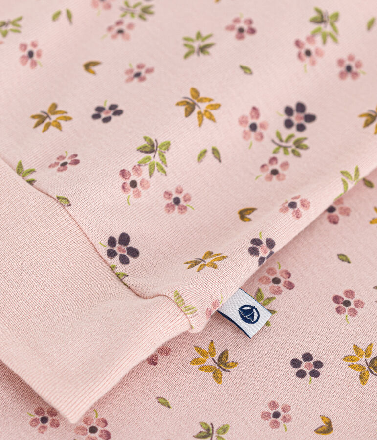 Damen-Pyjama aus Baumwolle mit Blumenmuster rosa/vielfarbig