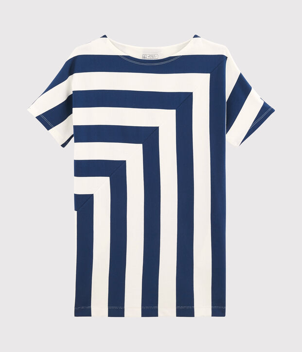 Damenkleid blau/weiss