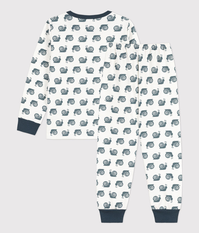 Kinderpyjama aus Molton mit Schneckenmotiv weiss MARSHMALLOW/ DUCKY