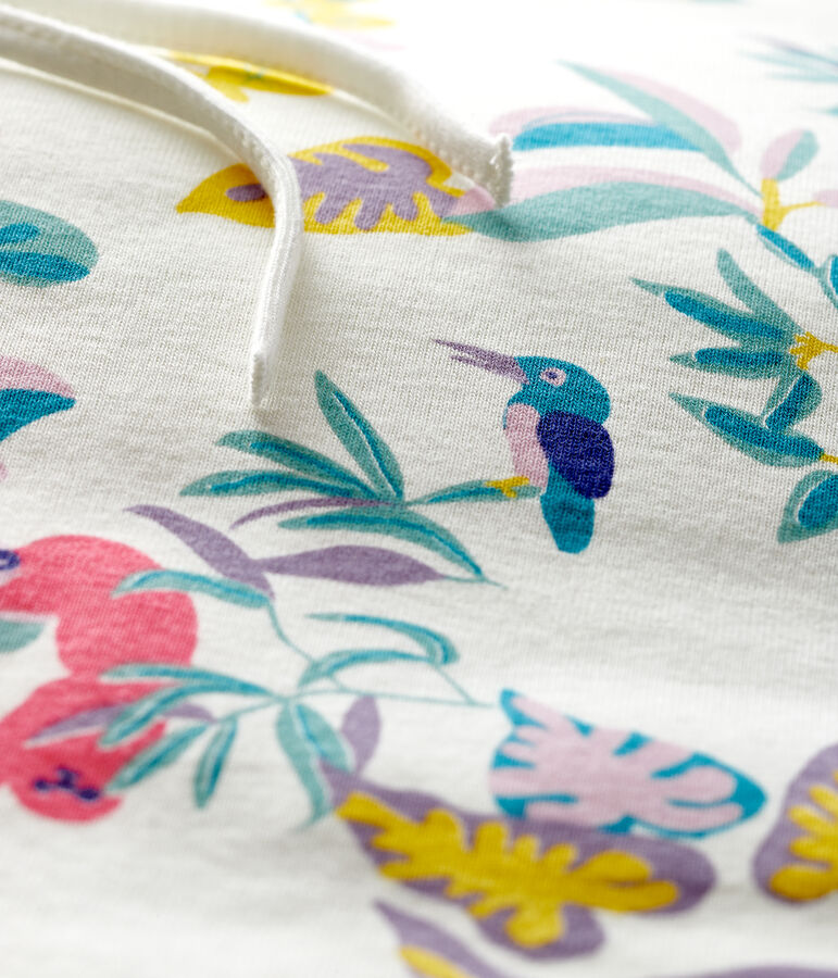 Baby-Bettumrandung mit Dschungel-Druck aus Rippstrick f&uuml;r M&auml;dchen weiss/vielfarbig