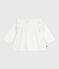 Langärmelige Baby-Bluse aus einfarbiger Baumwolle weiss MARSHMALLOW