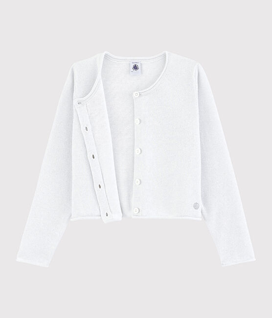 Kinder-Cardigan aus Baumwolle für Mädchen weiss MARSHMALLOW/grau ARGENT