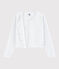 Kinder-Cardigan aus Baumwolle für Mädchen weiss MARSHMALLOW/grau ARGENT