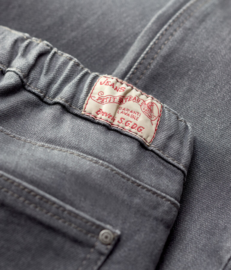 Kinder-Slim-Jeans f&uuml;r M&auml;dchen grau GRIS FONCE/ DARK GREY