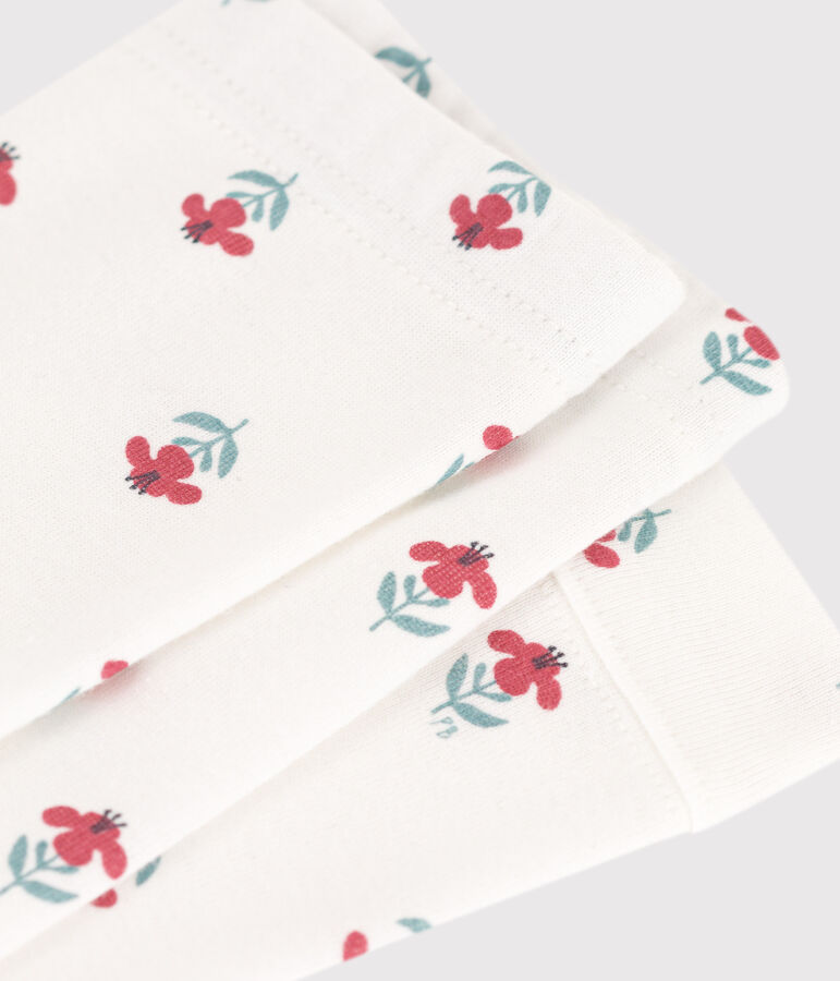 Baby-Leggings aus Baumwolle mit Blumenmuster weiss/vielfarbig