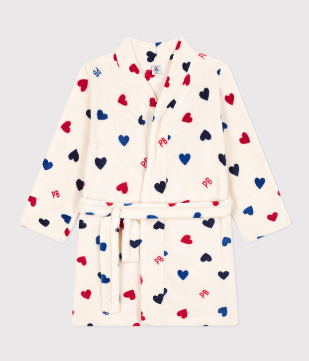 Morgenmantel aus Fleece naturfarben/vielfarbig