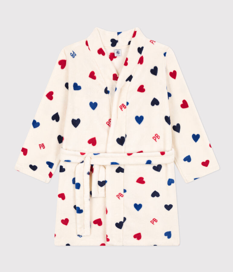 Morgenmantel aus Fleece naturfarben/vielfarbig