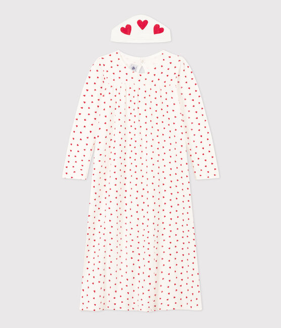 Nachthemd aus Nicki und Tiara mit Herzmotiv für Mädchen weiss MARSHMALLOW/rot TERKUIT