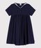 Kurzärmeliges Kinder-Kleid aus einfarbiger Baumwolle blau SMOKING