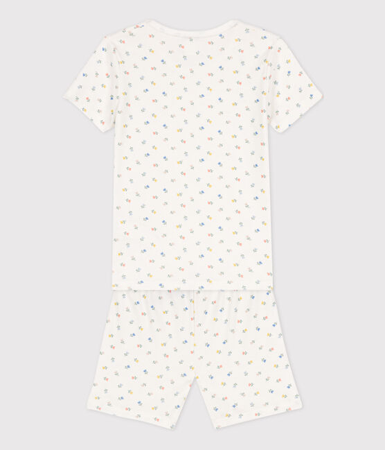 Kinderpyjama aus Baumwolle in eng geschnittener Passform für Mädchen weiss MARSHMALLOW/weiss MULTICO