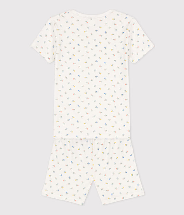 Kinderpyjama aus Baumwolle in eng geschnittener Passform f&uuml;r M&auml;dchen weiss/vielfarbig