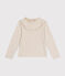 Langärmeliges Kinder-T-Shirt aus Rippstrick für Mädchen beige MONTELIMAR CHINE