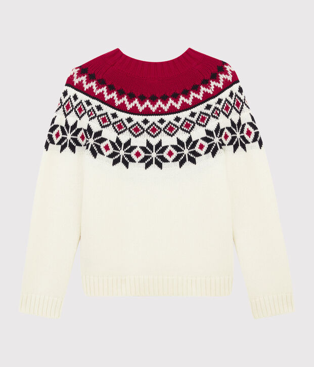 Kinderpullover aus Wolle und Baumwolle f&uuml;r Jungen weiss/vielfarbig