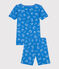 Eng anliegender Kinder-Kurzpyjama aus Baumwolle mit Minibus-Motiv blau BRASIER/grau MARSHMALLOW
