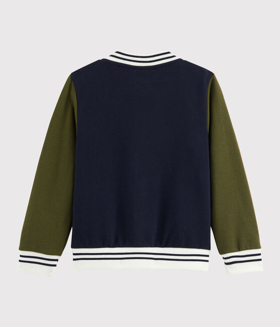 Teddy-Pullover für Jungen blau SMOKING/grün MILITARY