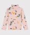 Kinder-Rollkragenshirt aus Baumwolle für Mädchen, mit Blumenmuster rosa SALINE/weiss MULTICO