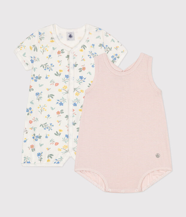 Baby-Kurzoveralls aus Baumwolle im 2er-Set vielfarbig