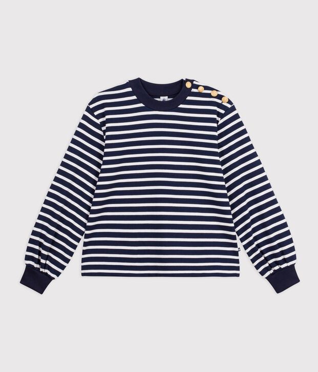 Damen-Streifenshirt Marini&egrave;re aus Baumwolle blau/weiss