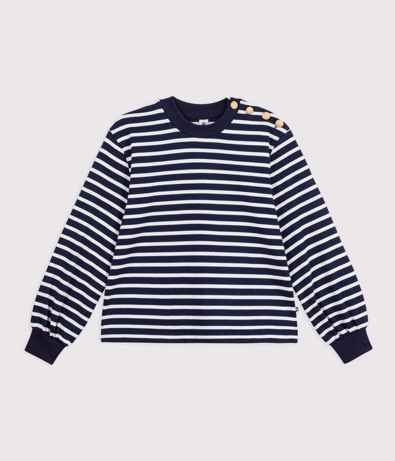 Damen-Streifenshirt Marini&egrave;re aus Baumwolle blau/weiss