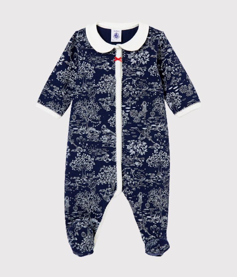 Baby M&auml;dchenStrampler blau/weiss