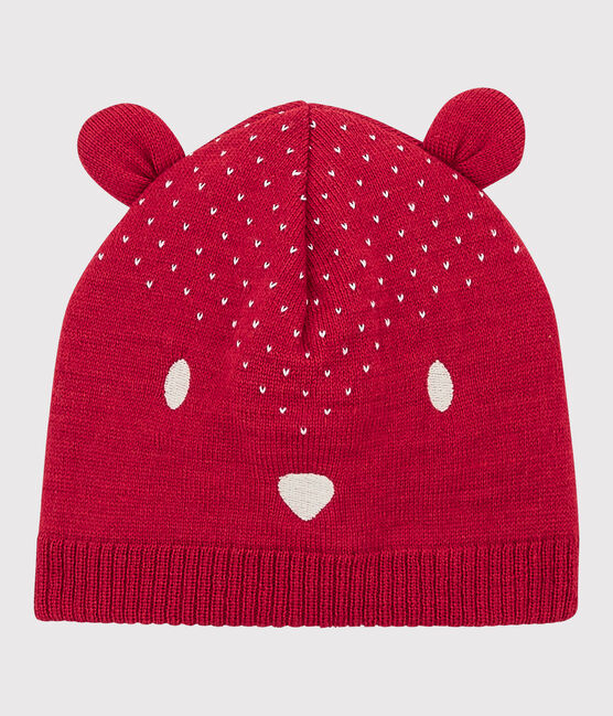 Baby-Strickmütze. rot TERKUIT