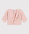 Baby-Cardigan kraus rechts gestrickt aus Baumwolle rosa SALINE