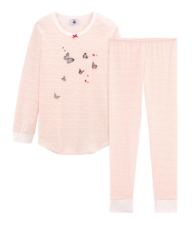 Pyjama f&uuml;r kleine M&auml;dchen weiss/rosa