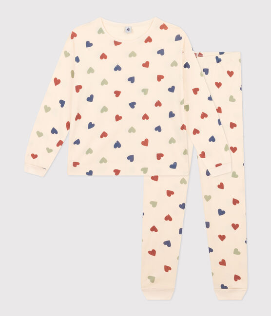Damenpyjama aus Baumwolle mit Herzmotiv weiss AVALANCHE/ MULTICO