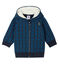 Baby-Kapuzensweatshirt aus Molton für Jungen, gemustert und mit Sherpa-Futter blau SMOKING/weiss MULTICO