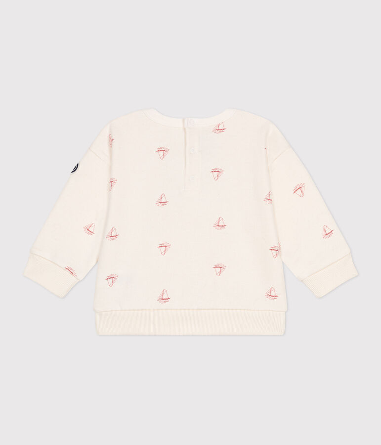 Baby-Sweatshirt aus Baumwolle mit Schiff-Motiv im Vintage-Stil naturfarben/rot