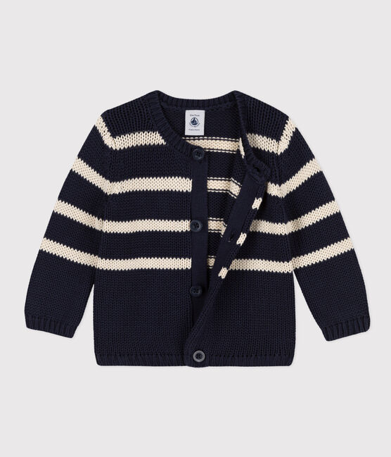 Baby-Cardigan aus gestreiftem Baumwollstrick blau SMOKING/ AVALANCHE