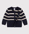 Baby-Cardigan aus gestreiftem Baumwollstrick blau SMOKING/ AVALANCHE