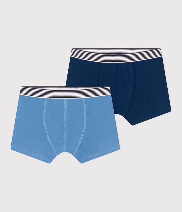 2er-Set Kinder-Boxershorts aus einfarbiger Baumwolle mit Elastan vielfarbig