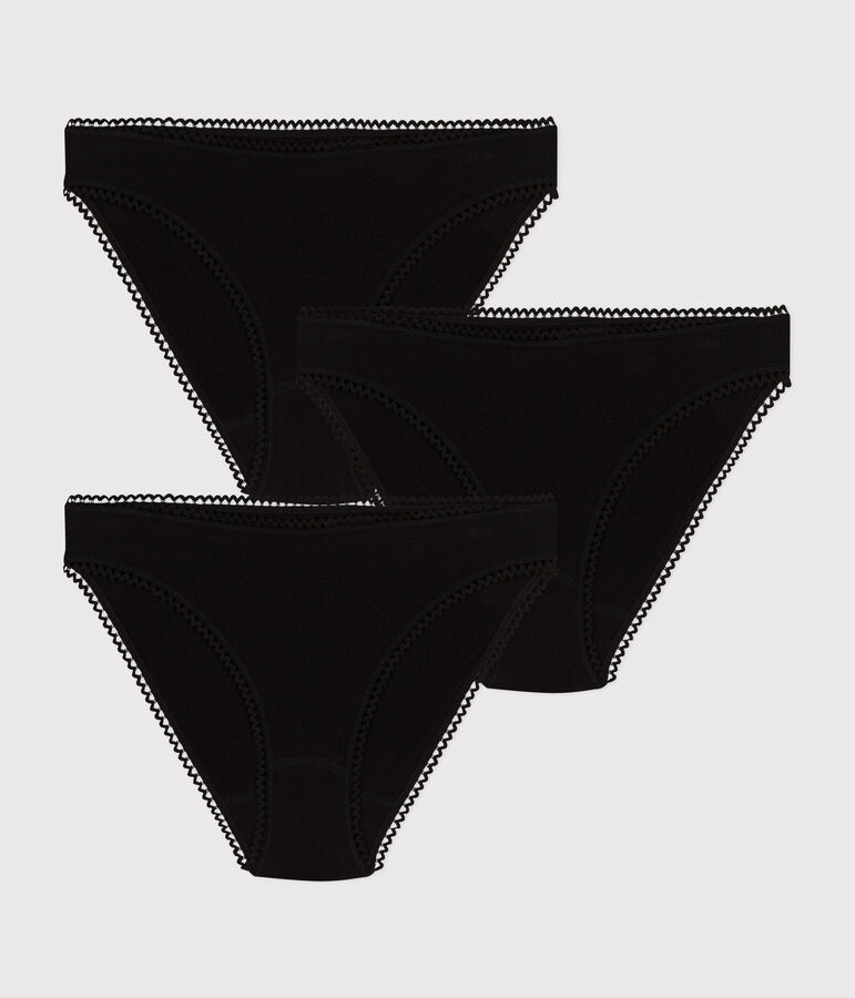 3er-Set einfarbige Damenslips aus Baumwolle und Elastan vielfarbig