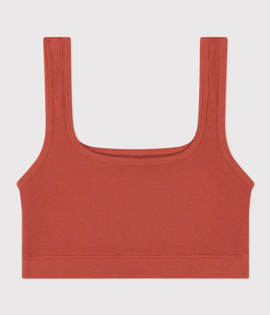 Unifarbenes Damen-Bustier aus Baumwolle und Elastan braun FAMEUX