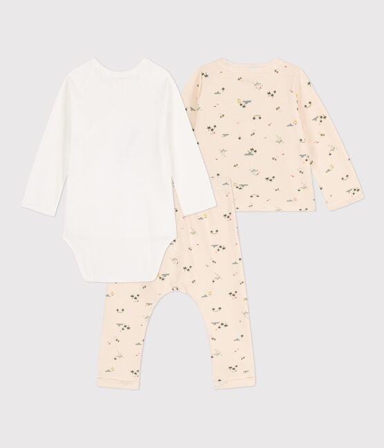 Baby-Set aus bedruckter Baumwolle weiss AVALANCHE/ MULTICO