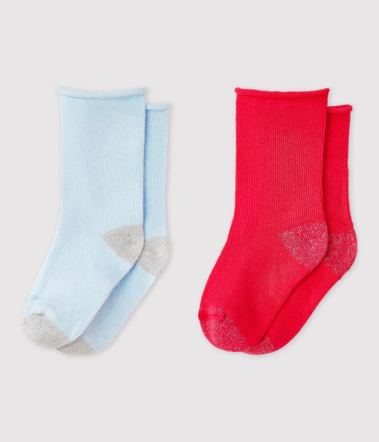 2er-Set einfarbige Babysocken f&uuml;r M&auml;dchen vielfarbig