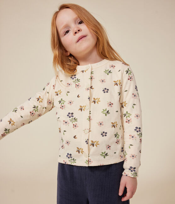 Kinder-Cardigan aus Doppeljersey für Mädchen weiss AVALANCHE/ MULTICO